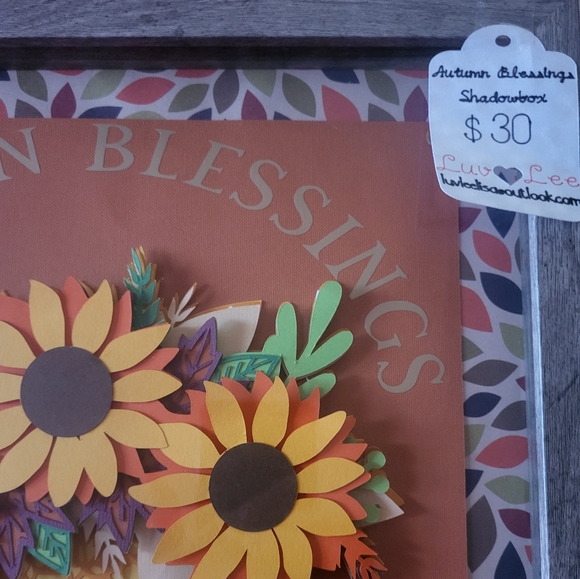 Original One of a Kind -Sunflower Pumpkin Shadowbox Art - Picture 3 of 3